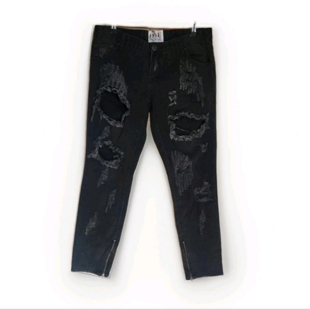 One Teaspoon Trashed Freebirds Jeans in Vintage Black Wash size 28